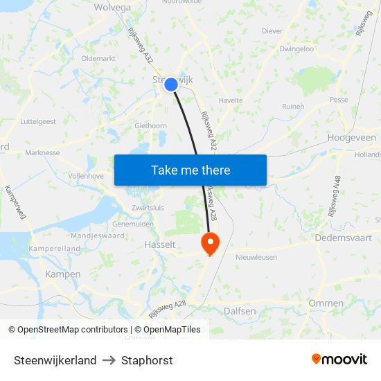 Steenwijkerland to Staphorst map