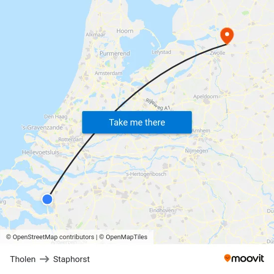 Tholen to Staphorst map