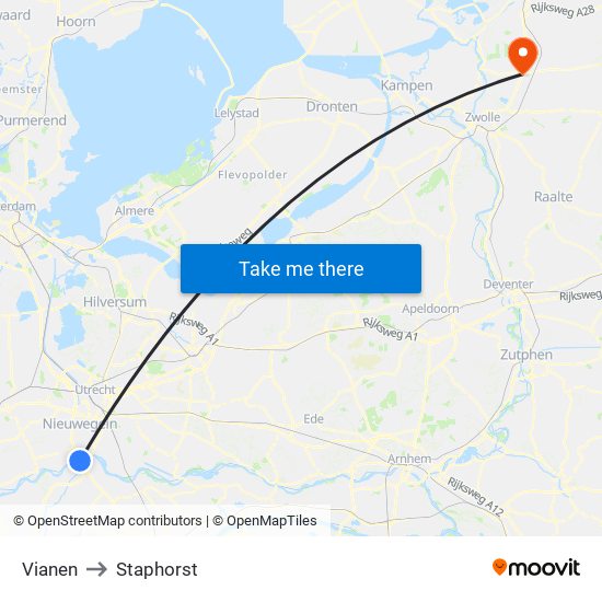 Vianen to Staphorst map