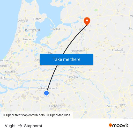 Vught to Staphorst map