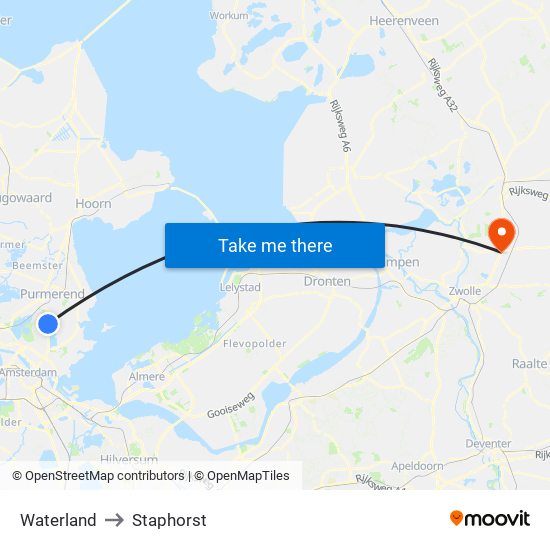 Waterland to Staphorst map