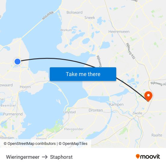 Wieringermeer to Staphorst map