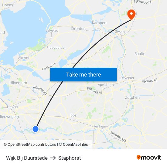 Wijk Bij Duurstede to Staphorst map