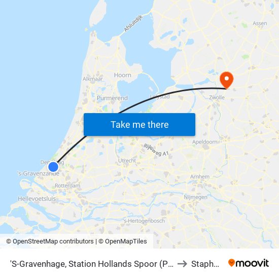 'S-Gravenhage, Station Hollands Spoor (Perron A) to Staphorst map