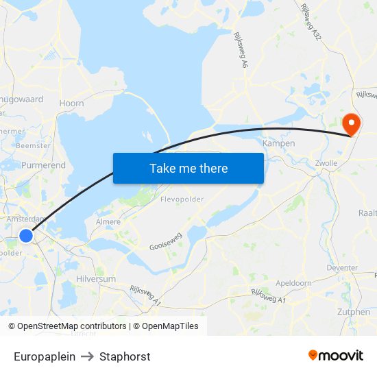 Europaplein to Staphorst map