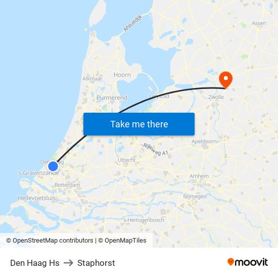 Den Haag Hs to Staphorst map