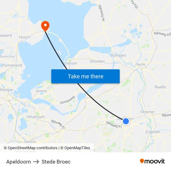 Apeldoorn to Stede Broec map