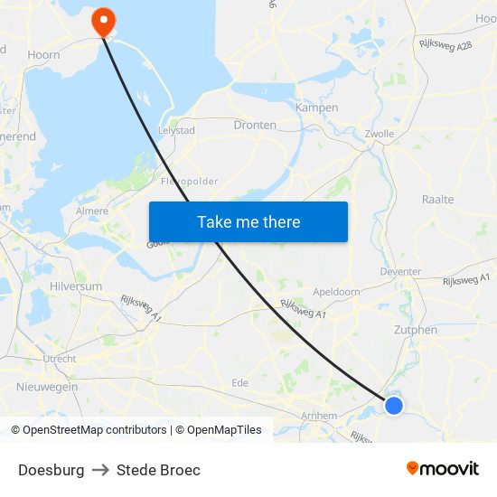 Doesburg to Stede Broec map