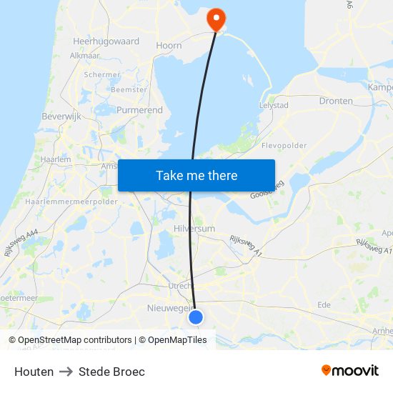 Houten to Stede Broec map