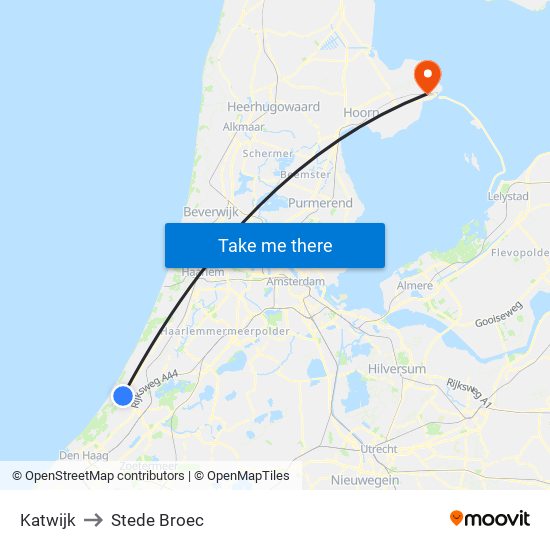 Katwijk to Stede Broec map