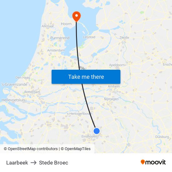 Laarbeek to Stede Broec map