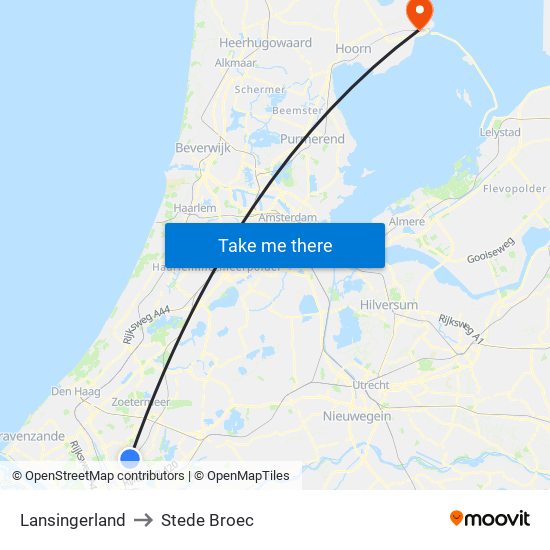 Lansingerland to Stede Broec map