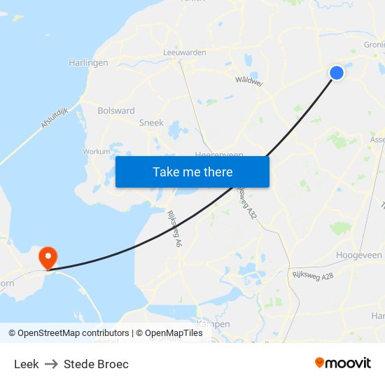 Leek to Stede Broec map