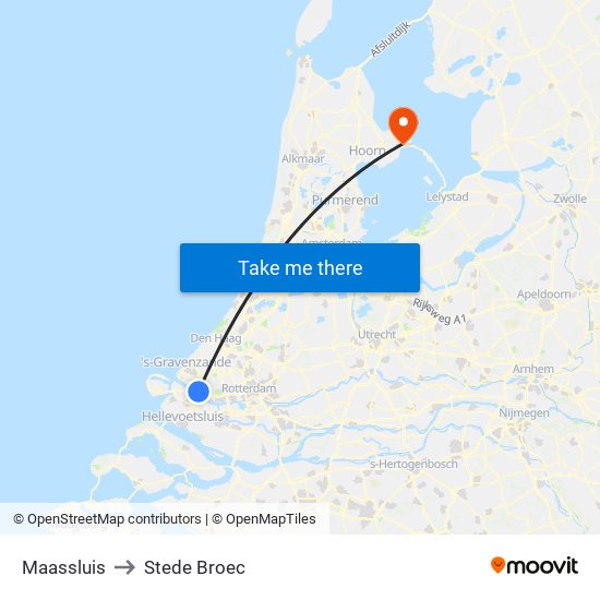 Maassluis to Stede Broec map