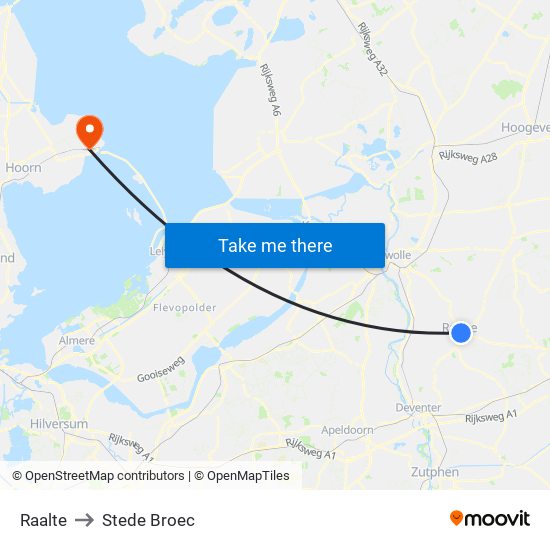 Raalte to Stede Broec map