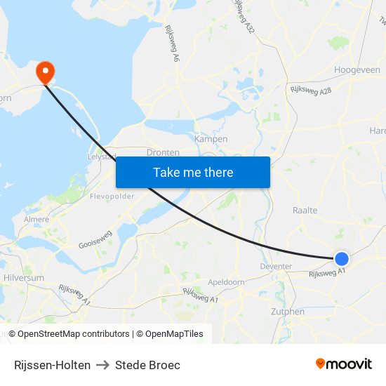 Rijssen-Holten to Stede Broec map