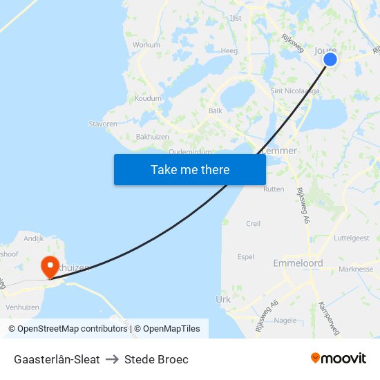 Gaasterlân-Sleat to Stede Broec map