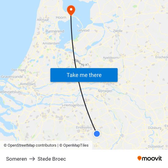 Someren to Stede Broec map