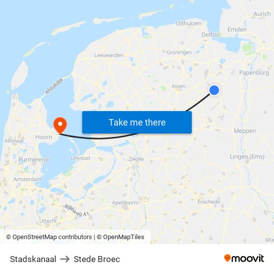 Stadskanaal to Stede Broec map