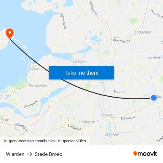 Wierden to Stede Broec map