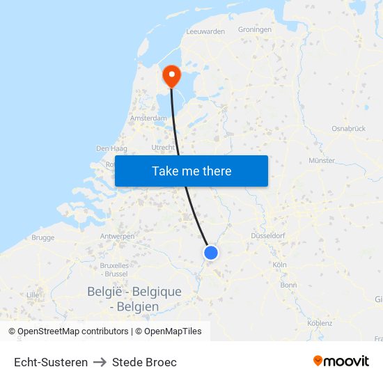 Echt-Susteren to Stede Broec map