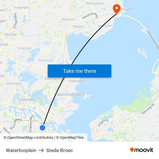 Waterlooplein to Stede Broec map