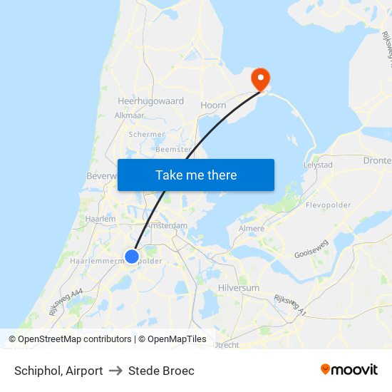 Schiphol, Airport to Stede Broec map