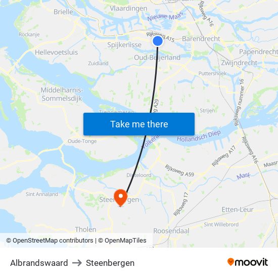 Albrandswaard to Steenbergen map