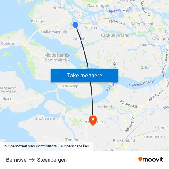 Bernisse to Steenbergen map