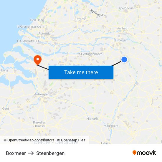 Boxmeer to Steenbergen map