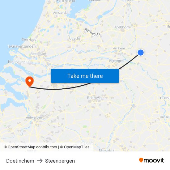 Doetinchem to Steenbergen map