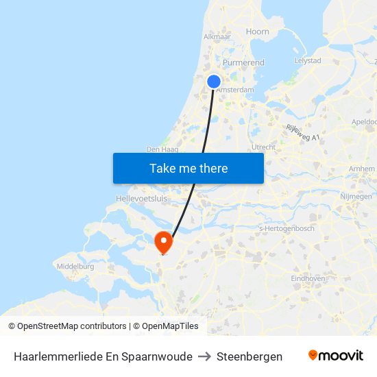 Haarlemmerliede En Spaarnwoude to Steenbergen map