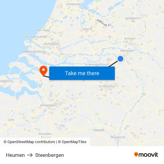 Heumen to Steenbergen map