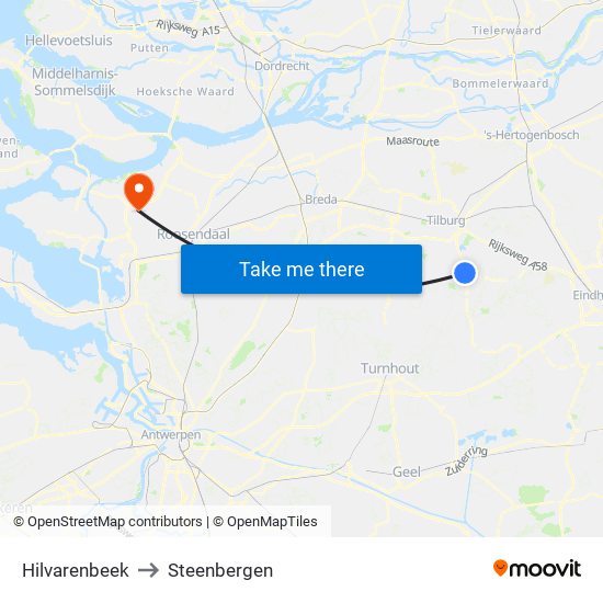 Hilvarenbeek to Steenbergen map