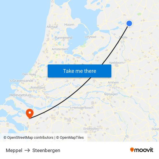 Meppel to Steenbergen map