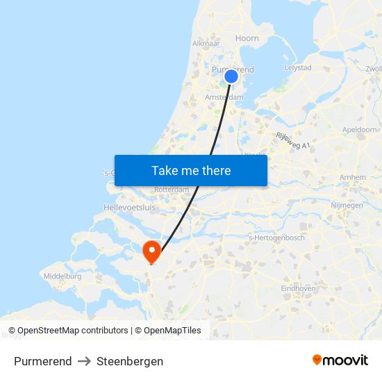 Purmerend to Steenbergen map