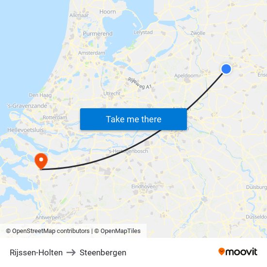 Rijssen-Holten to Steenbergen map