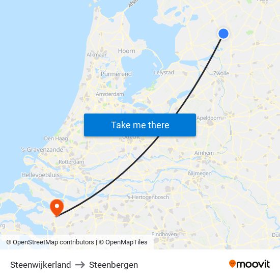 Steenwijkerland to Steenbergen map