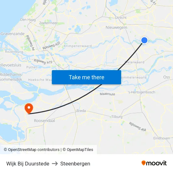 Wijk Bij Duurstede to Steenbergen map