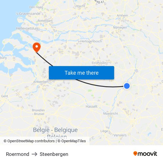 Roermond to Steenbergen map