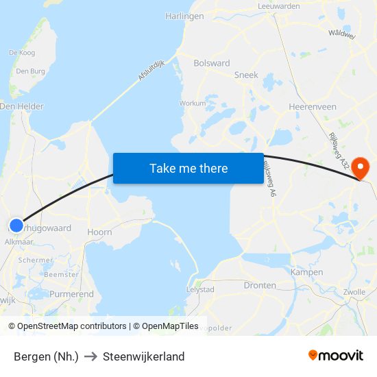 Bergen (Nh.) to Steenwijkerland map