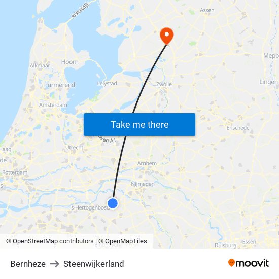 Bernheze to Steenwijkerland map