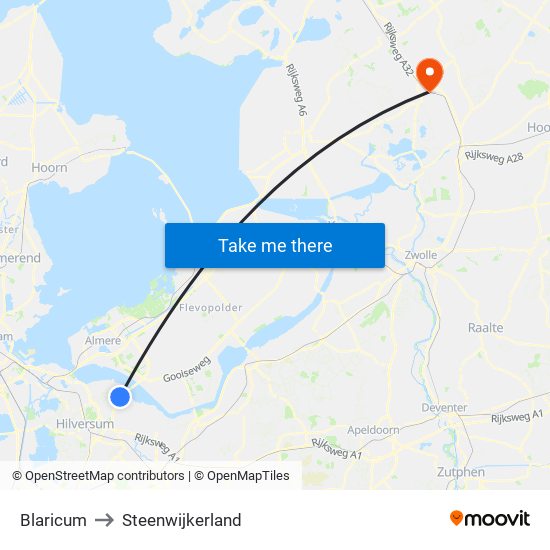 Blaricum to Steenwijkerland map