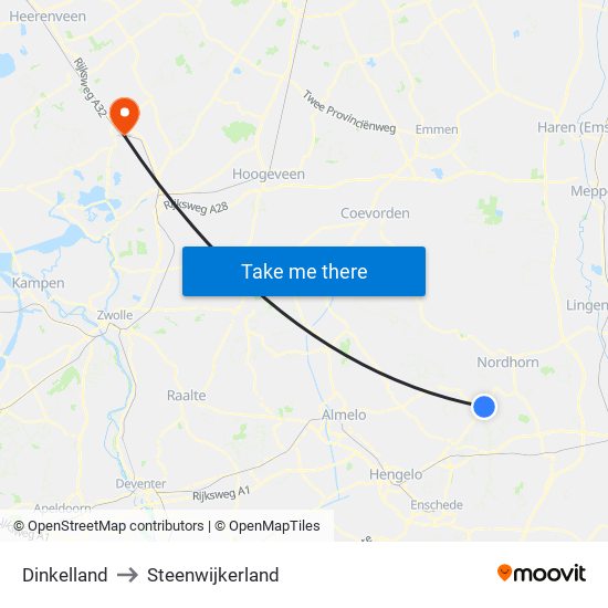 Dinkelland to Steenwijkerland map