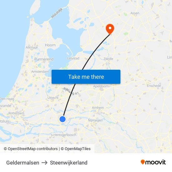 Geldermalsen to Steenwijkerland map