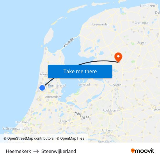 Heemskerk to Steenwijkerland map