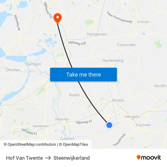 Hof Van Twente to Steenwijkerland map