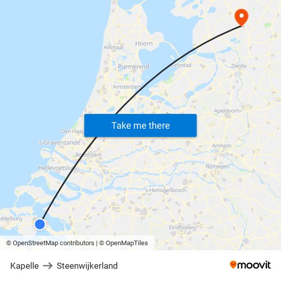 Kapelle to Steenwijkerland map