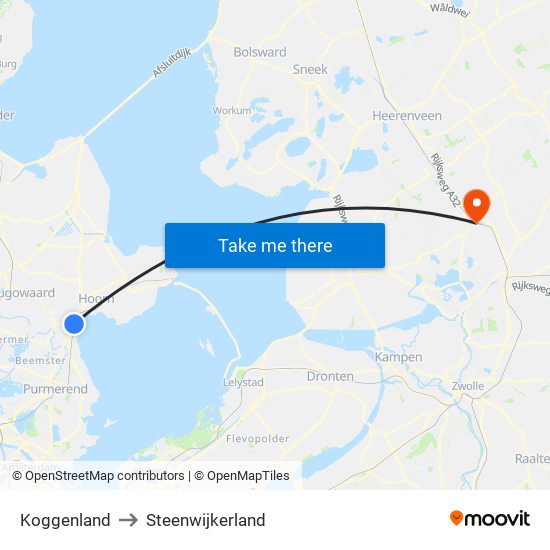 Koggenland to Steenwijkerland map