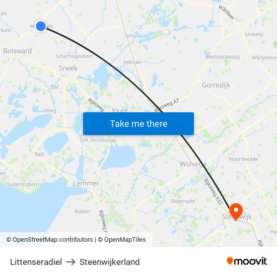 Littenseradiel to Steenwijkerland map